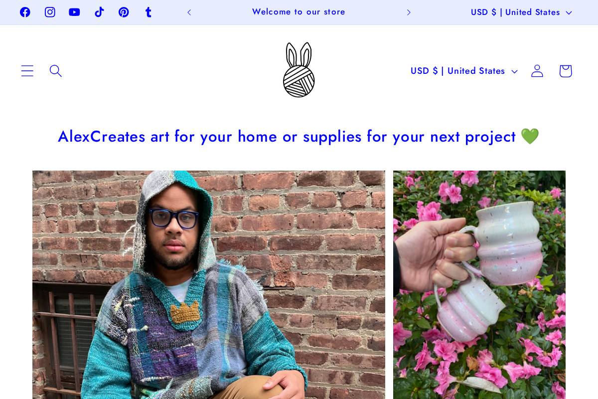 alexcreates.us homepage screenshot