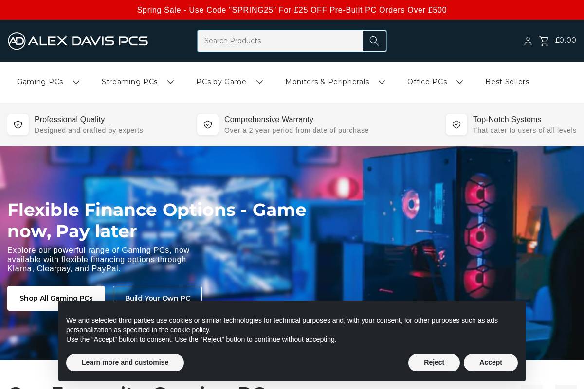 Alex Davis PCs homepage screenshot