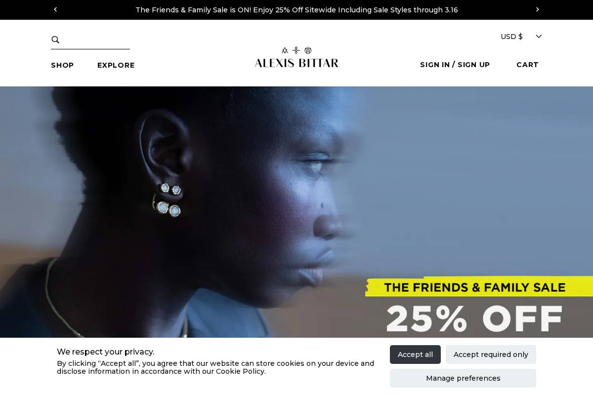 Alexis Bittar homepage screenshot