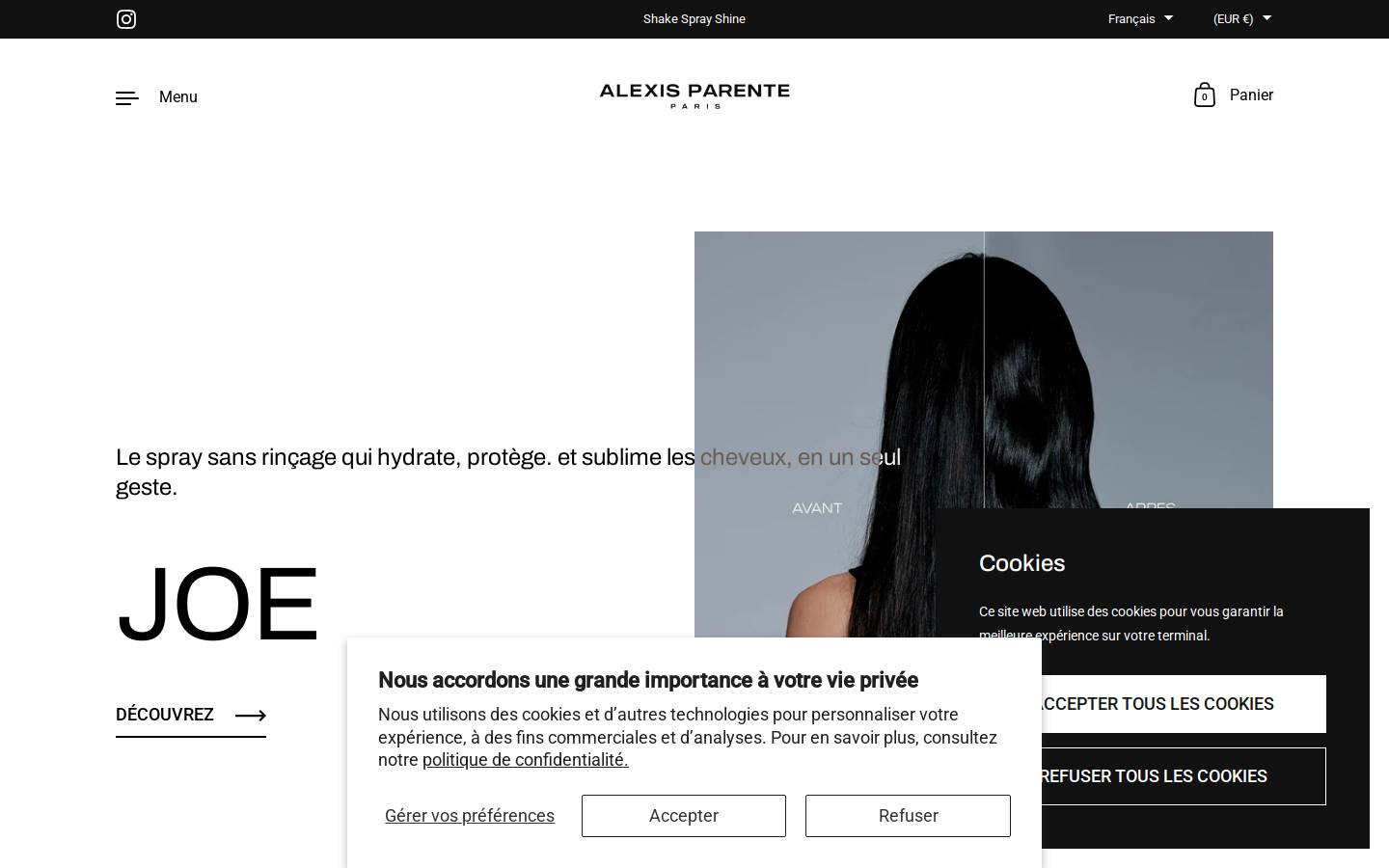 alexisparenteparis.com homepage screenshot