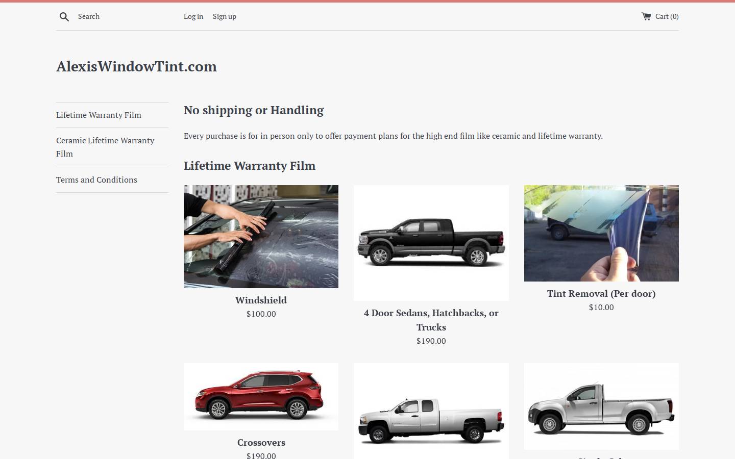 alexiswindowtint.com homepage screenshot