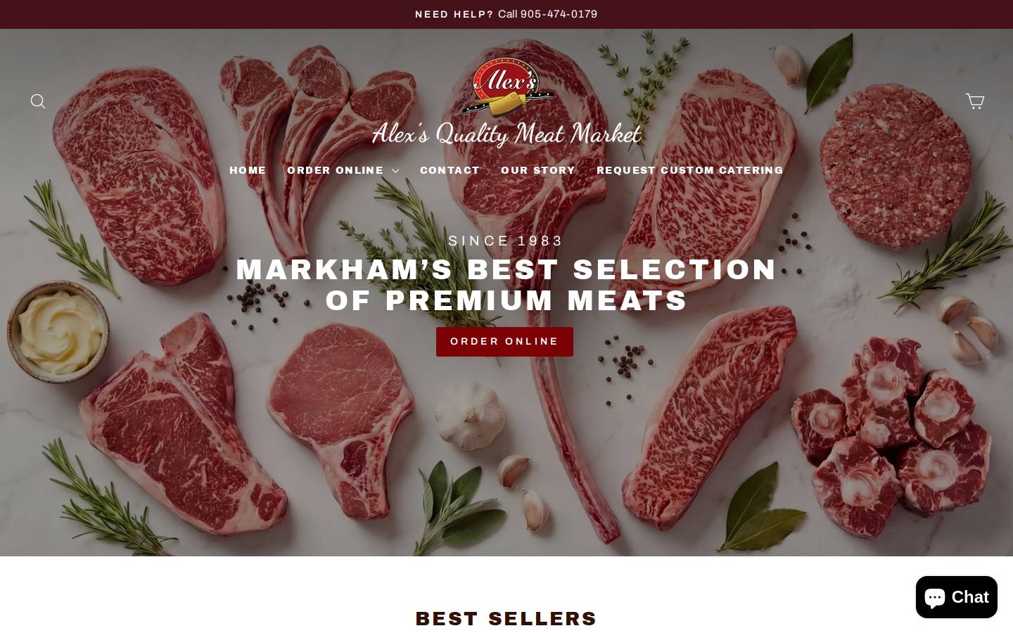 alexsmeatmarket.ca homepage screenshot