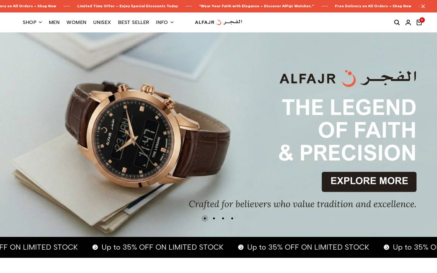 alfajrwatches.com homepage screenshot