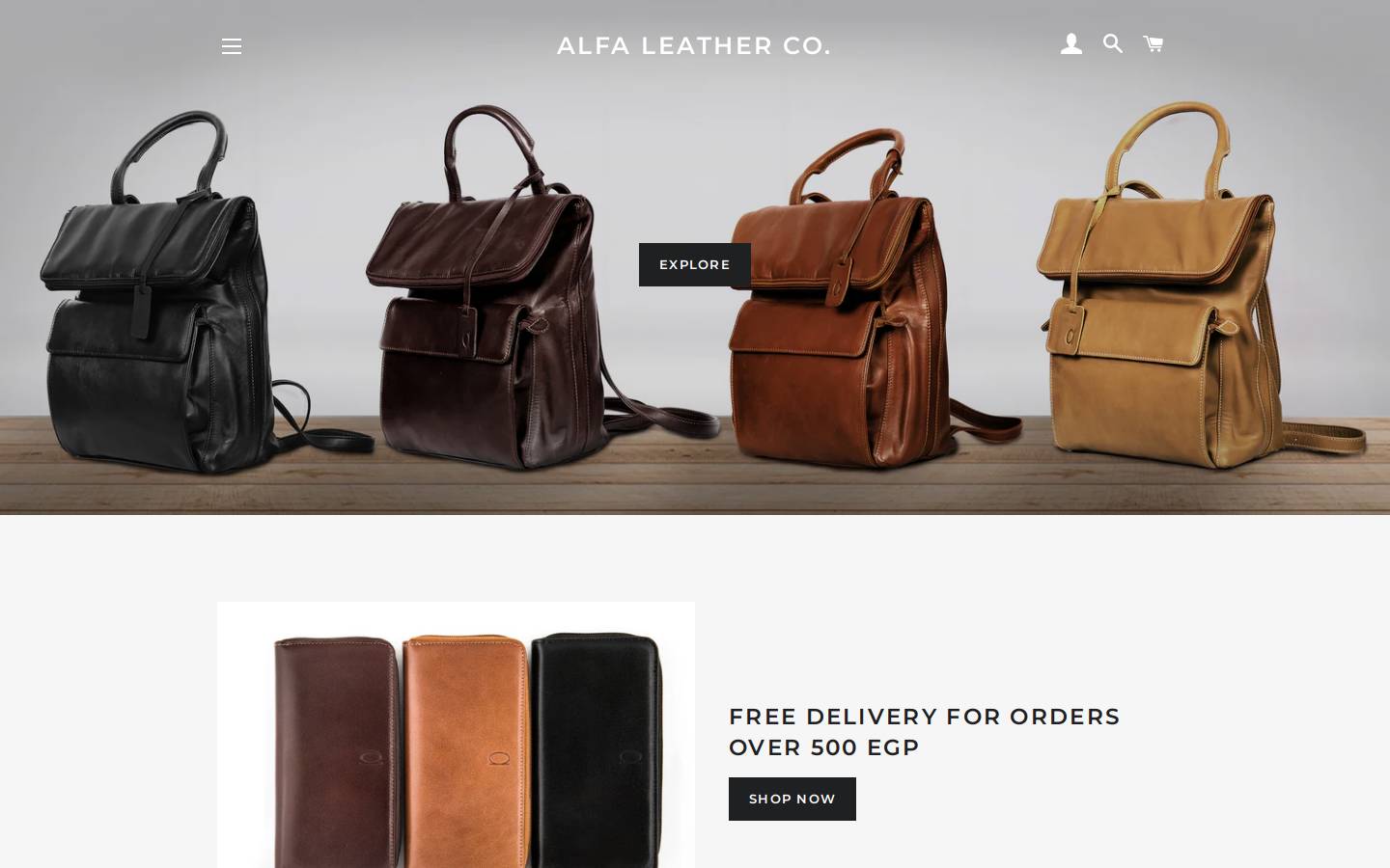 alfaleather.com homepage screenshot