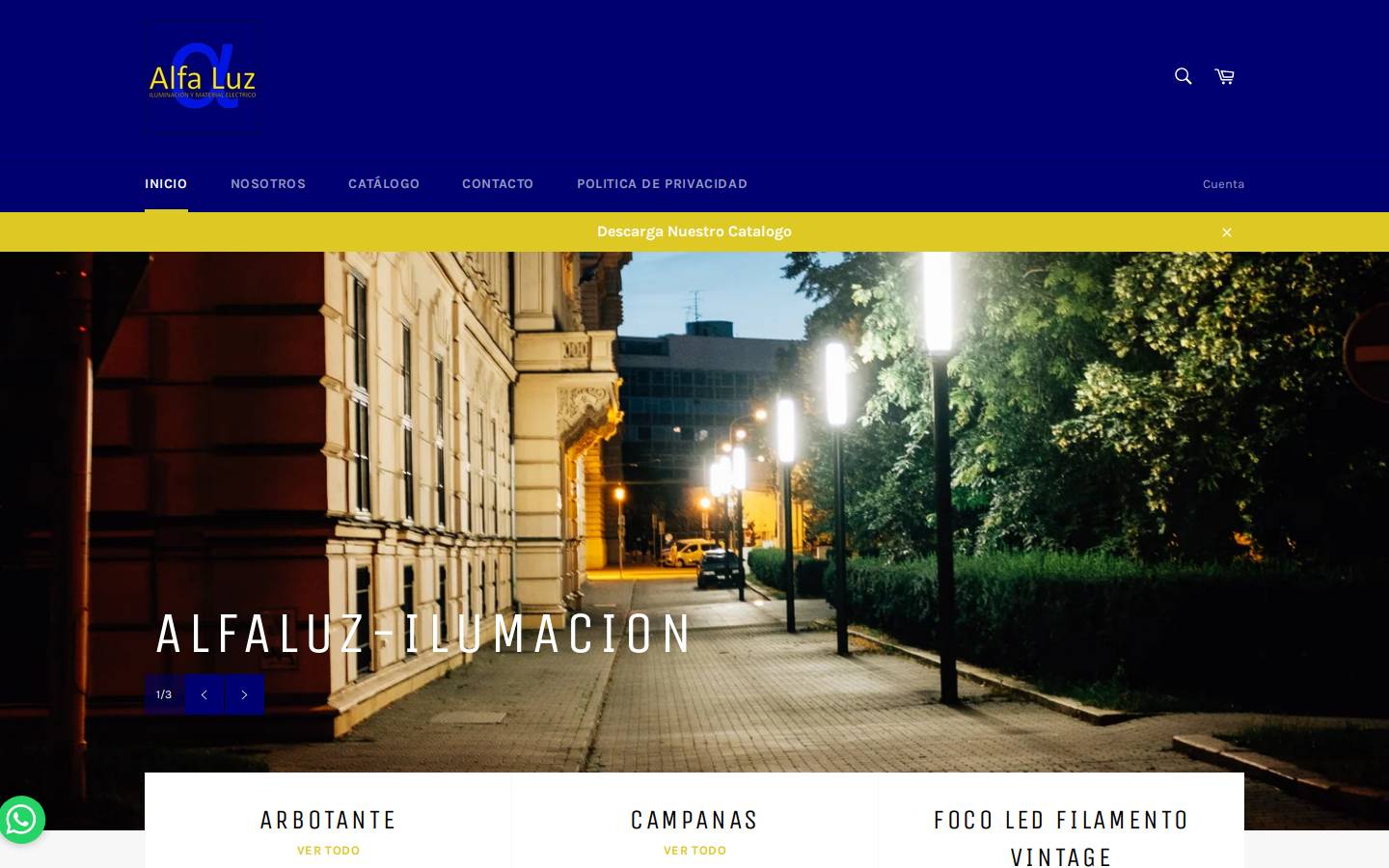 alfaluz-iluminacion.com homepage screenshot