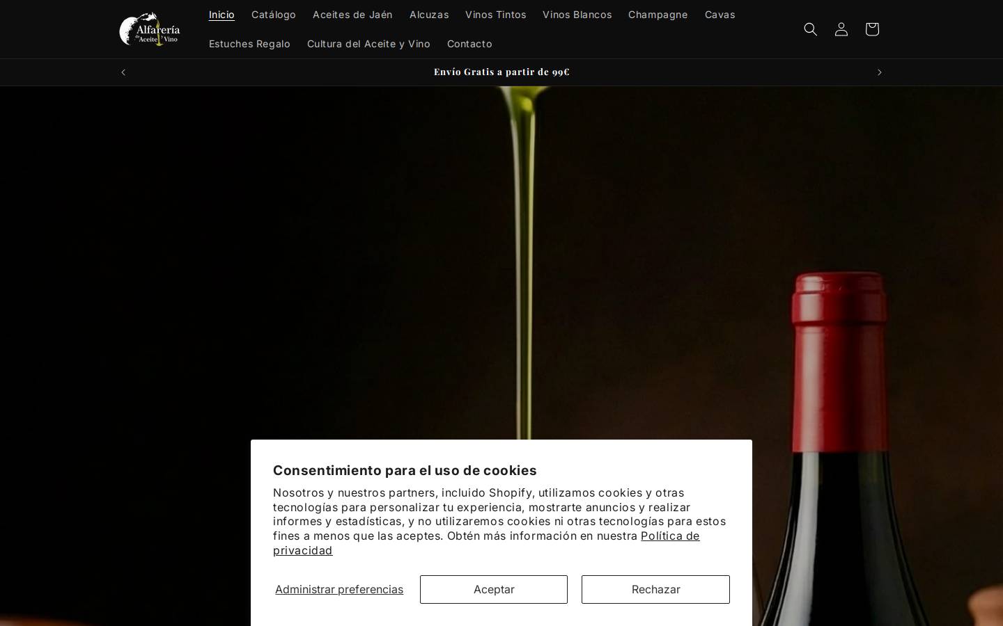 alfareriaaceiteyvino.com homepage screenshot
