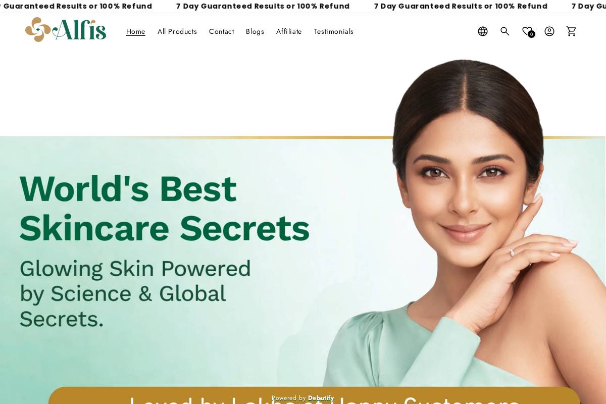 alfisbeauty.com homepage screenshot