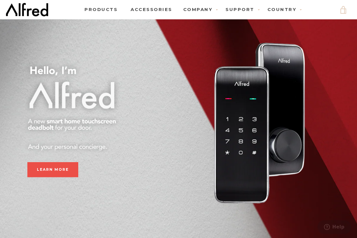 Alfred Smart Locks homepage screenshot