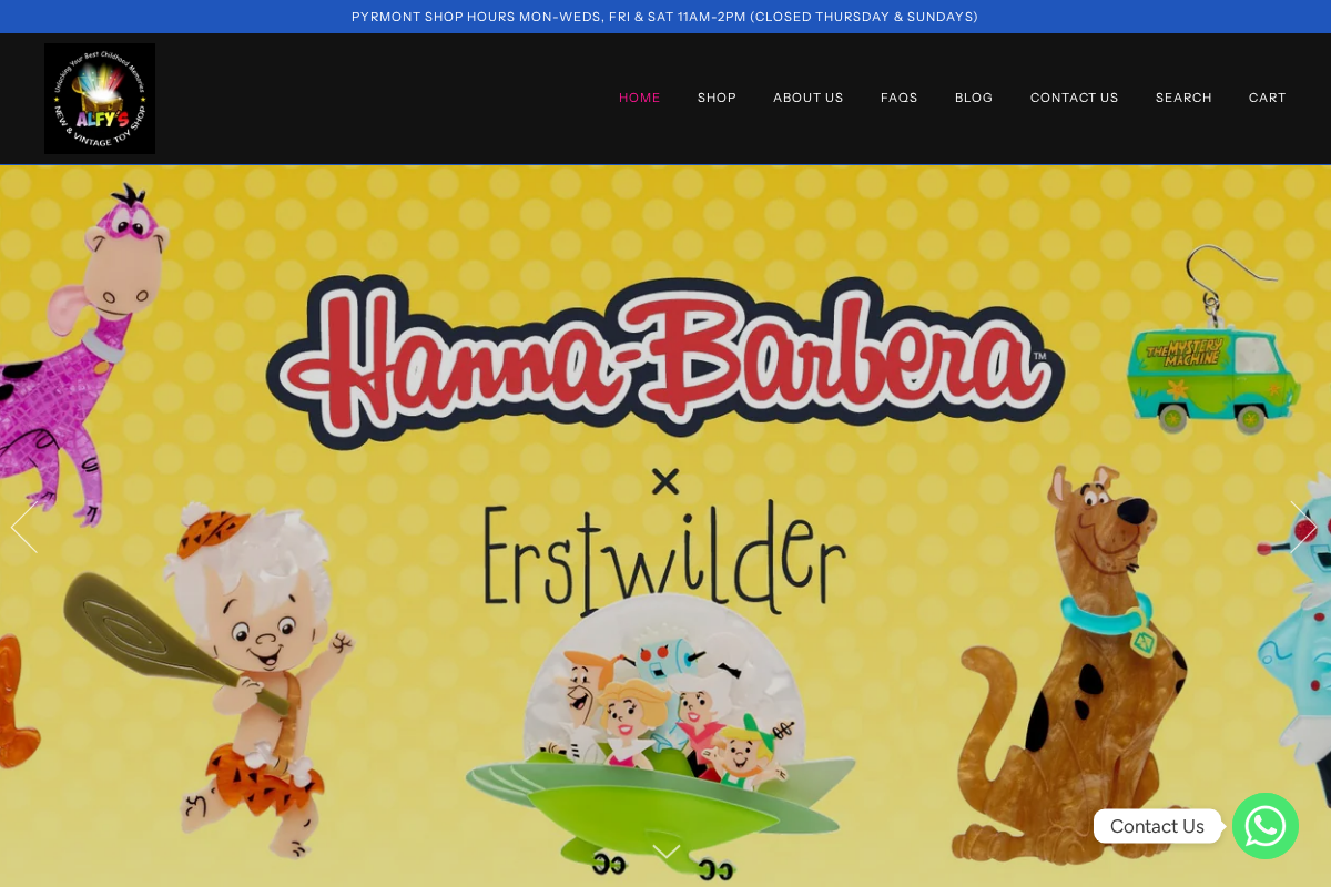 Alfy's New & Vintage Toy Shop homepage screenshot