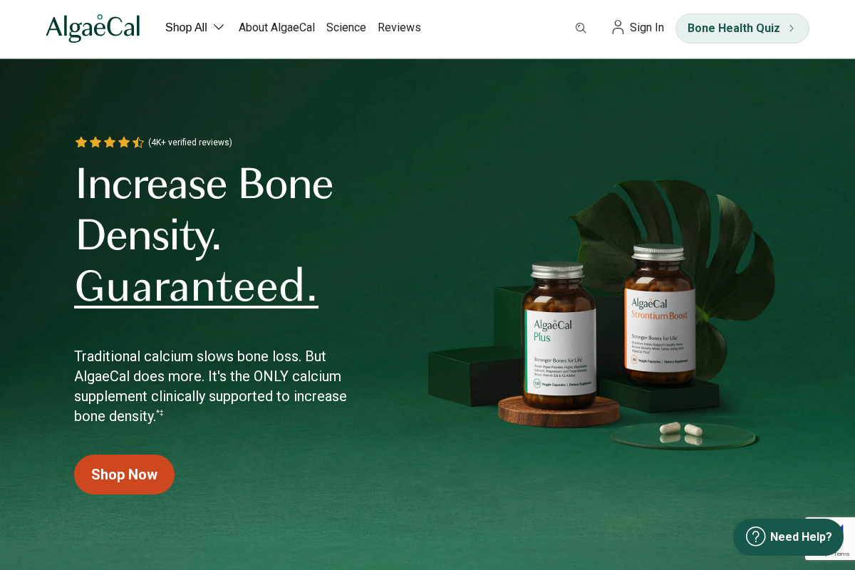 Algaecal homepage screenshot