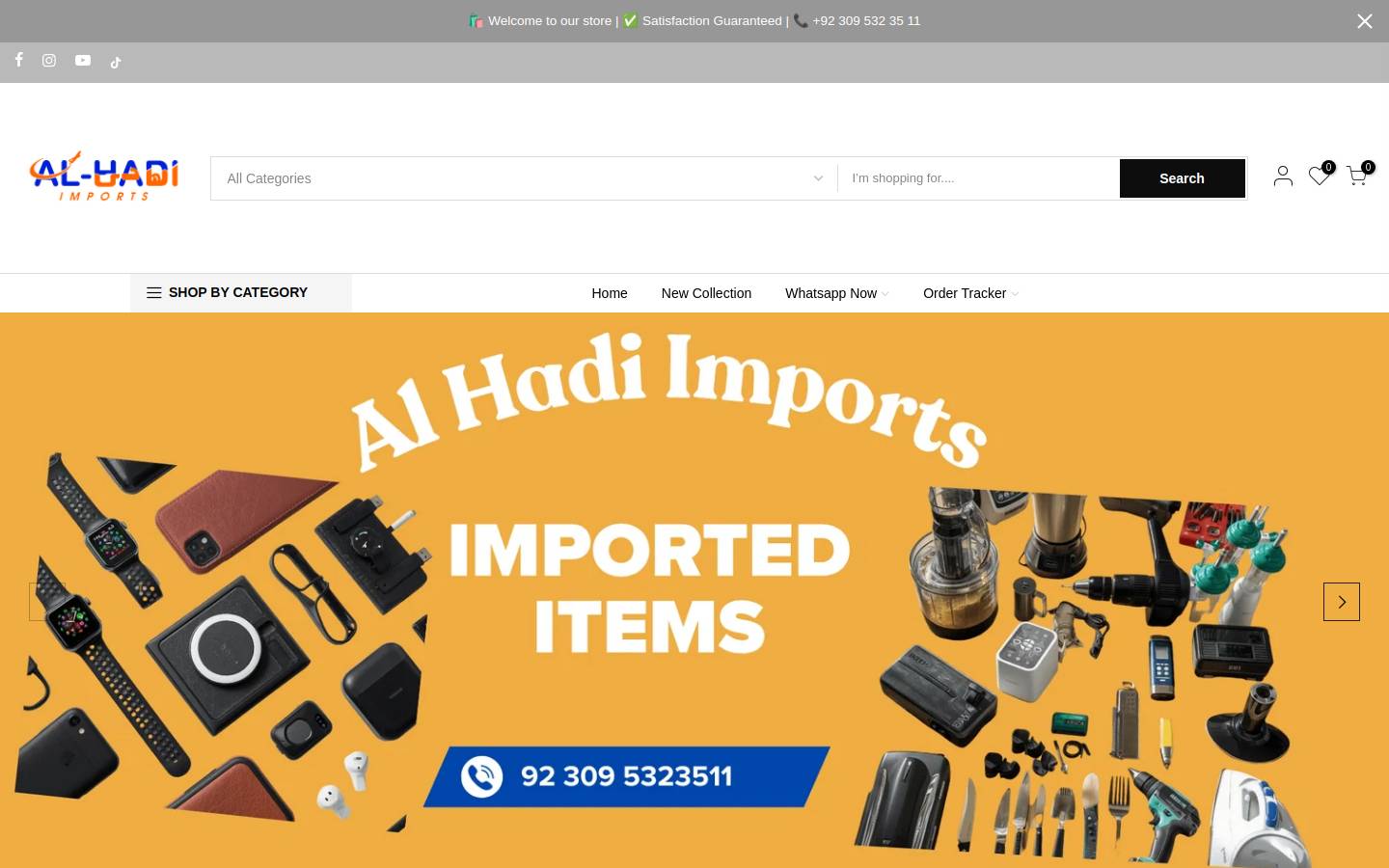 alhadiimports.com homepage screenshot