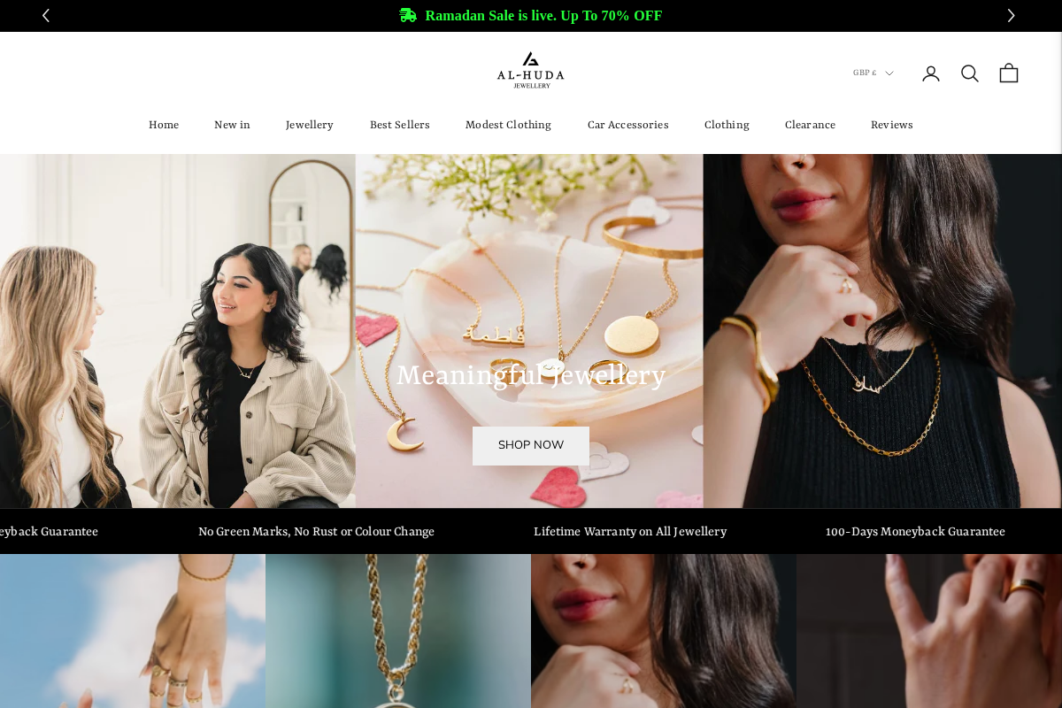 alhudaclothing.com homepage screenshot