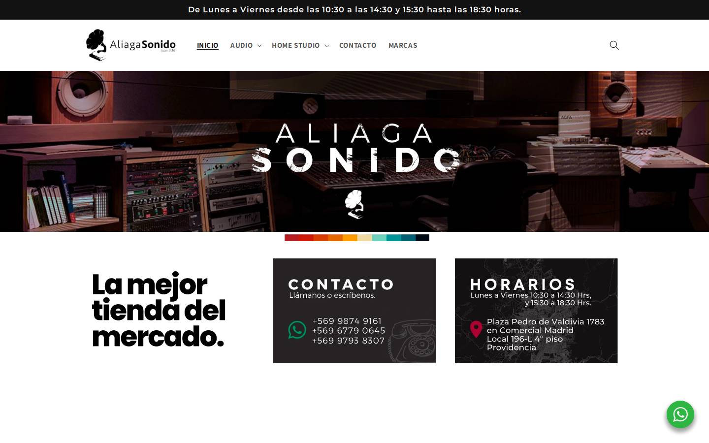 aliagasonido.cl homepage screenshot
