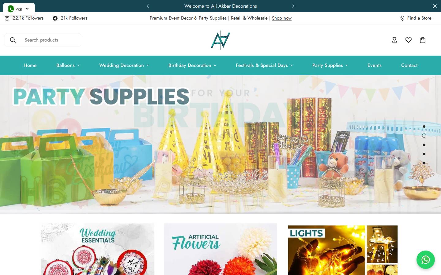aliakbardecorations.com homepage screenshot