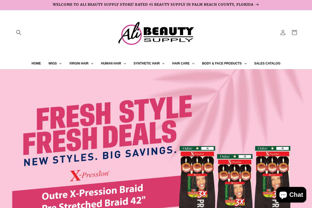 alibeautysupply.com homepage screenshot