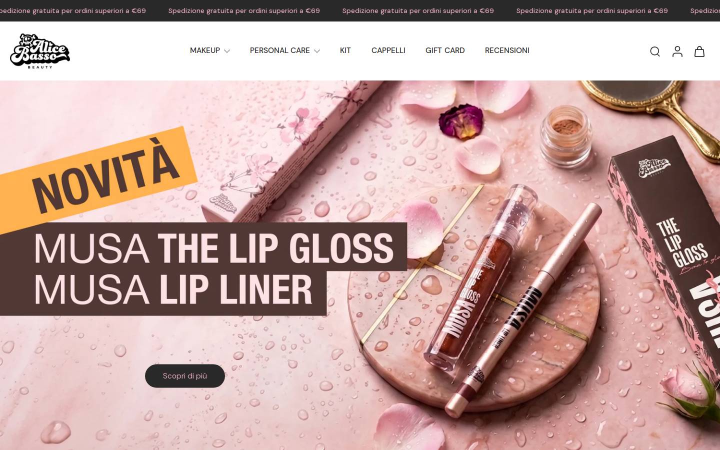 alicebassobeauty.shop homepage screenshot