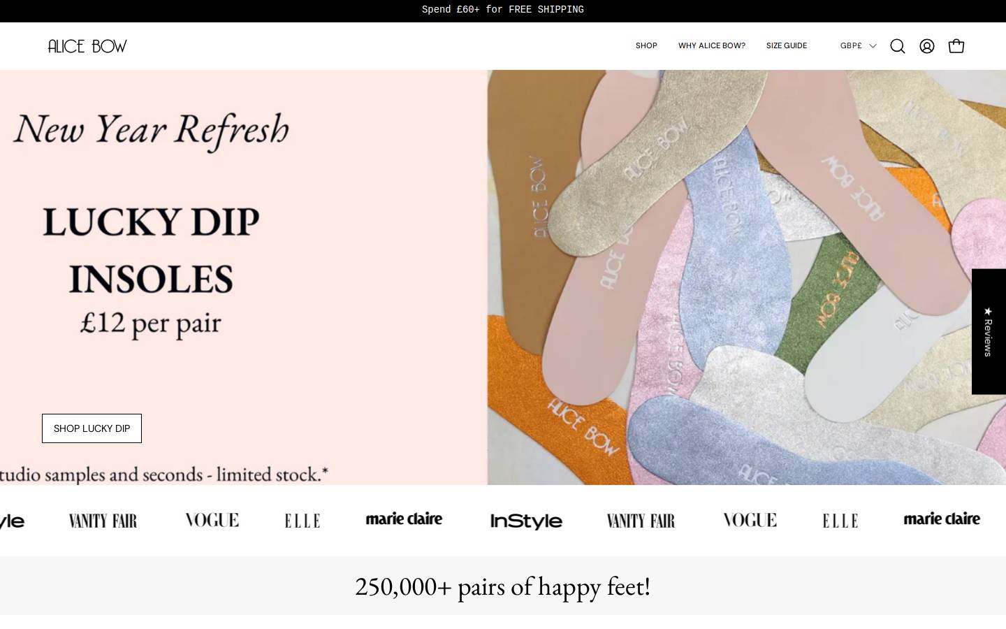 Alice Bow homepage screenshot