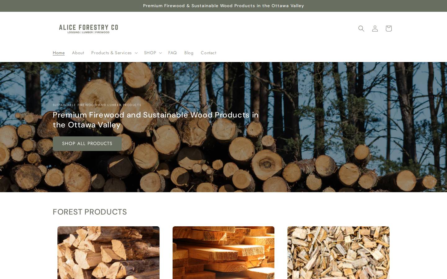 aliceforestryco.ca homepage screenshot