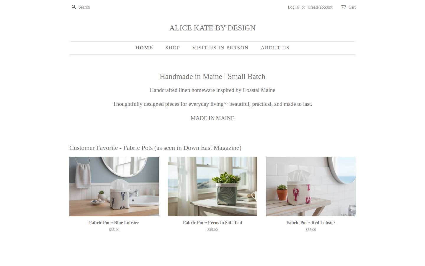 alicekatebydesign.com homepage screenshot