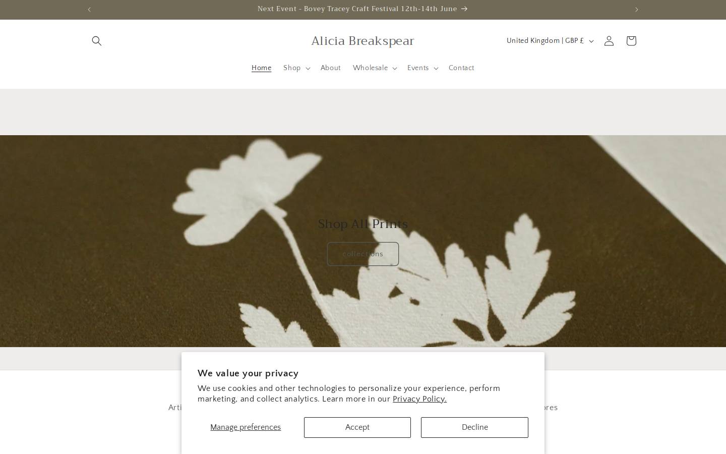 aliciabreakspear.com homepage screenshot