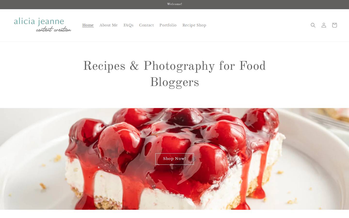 aliciajeannephotography.com homepage screenshot