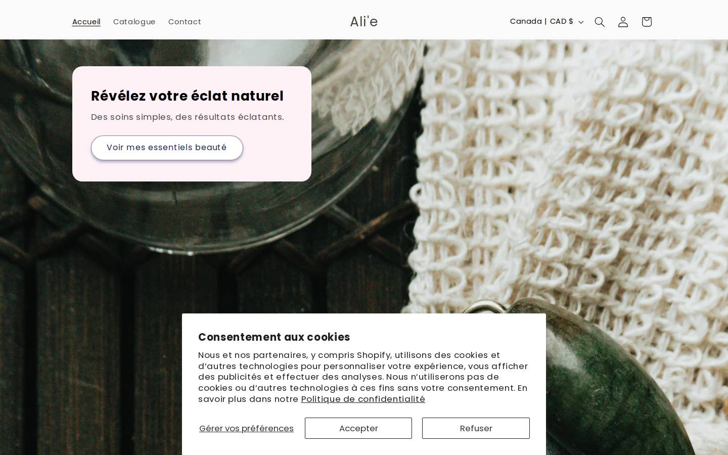 aliebelle.com homepage screenshot