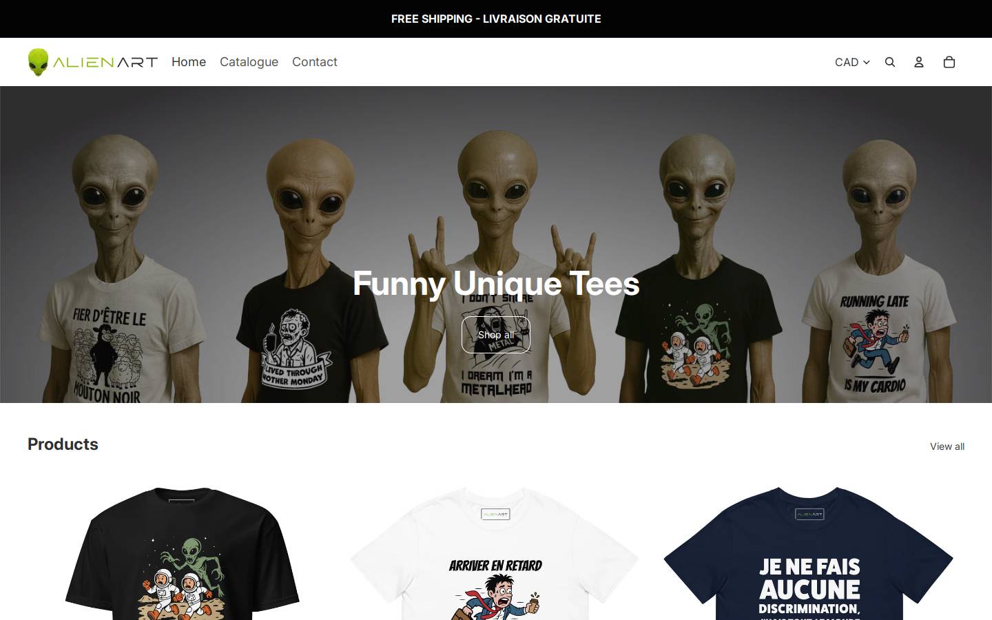 alienartshop.com homepage screenshot