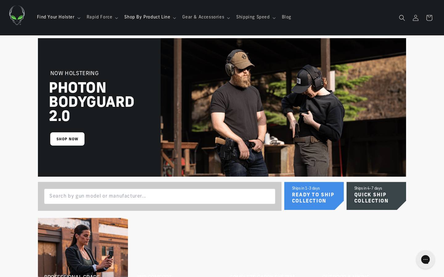 Alien Gear Holsters homepage screenshot