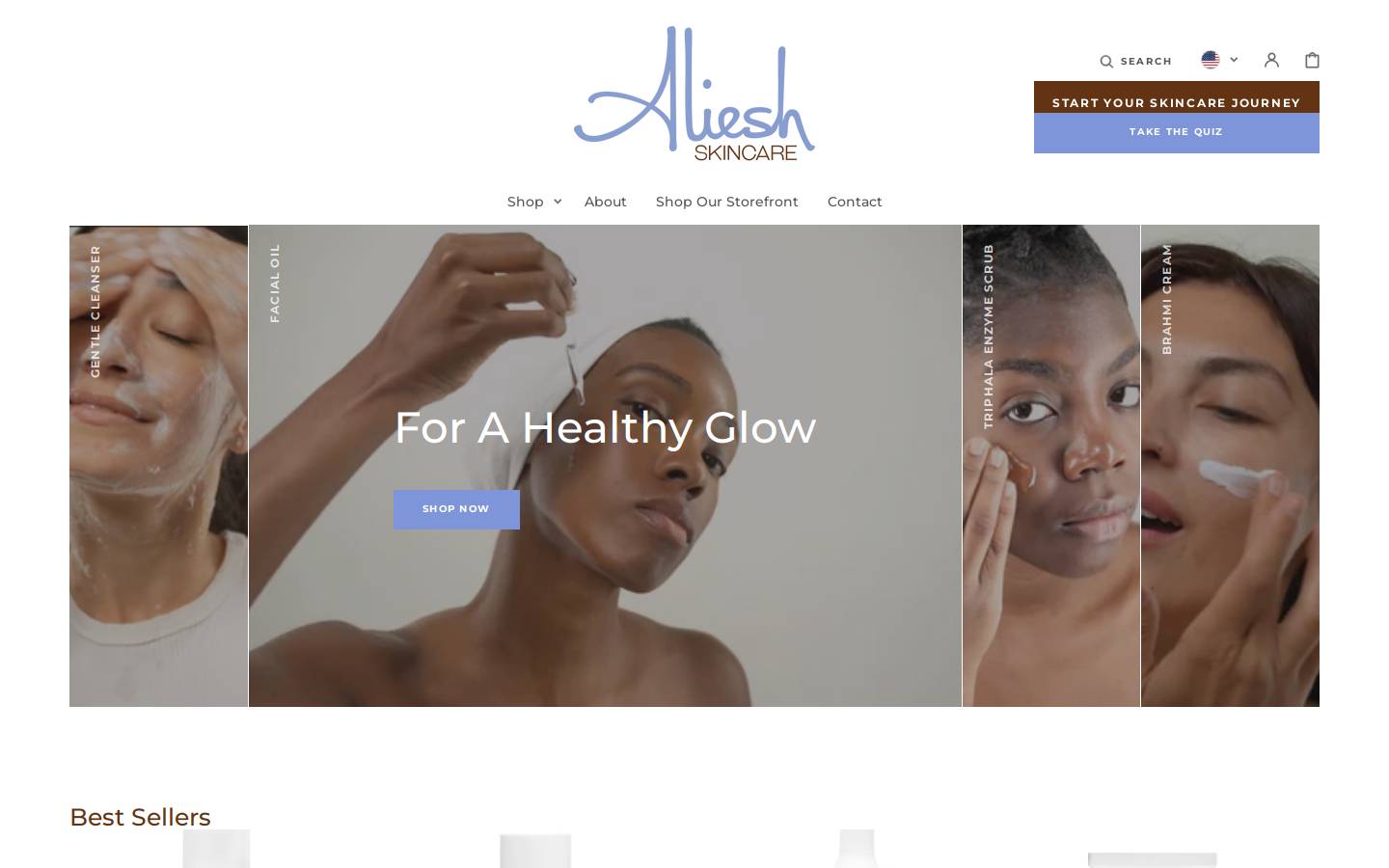 alieshskincare.com homepage screenshot