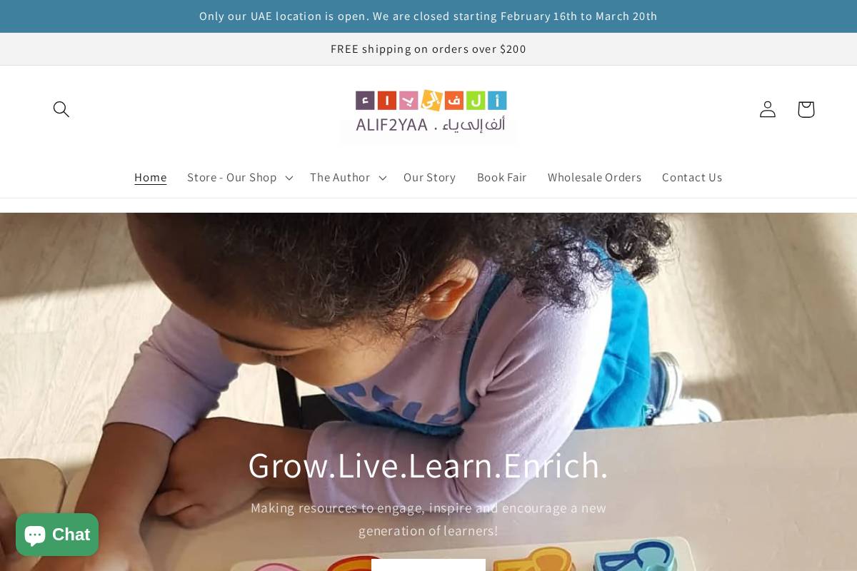 alif2yaa.com homepage screenshot