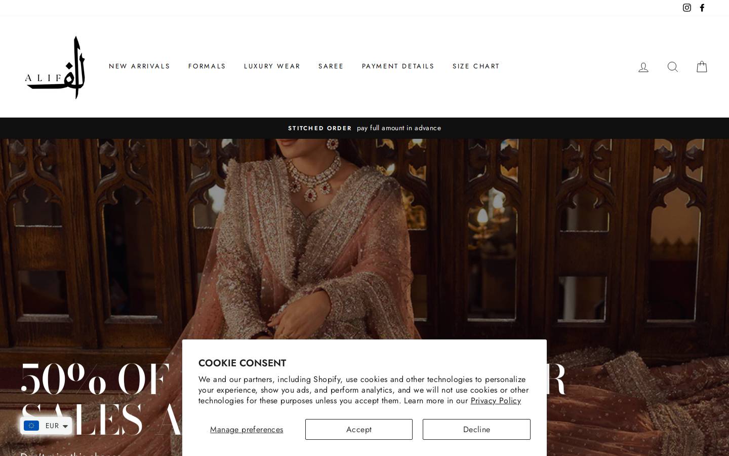 alifbrand.com homepage screenshot