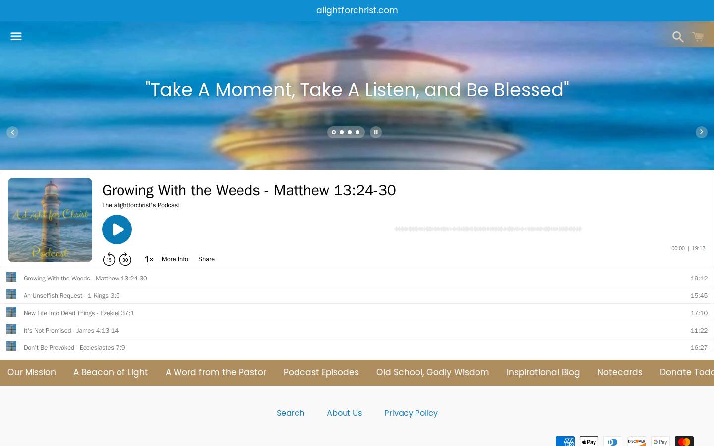 alightforchrist.com homepage screenshot