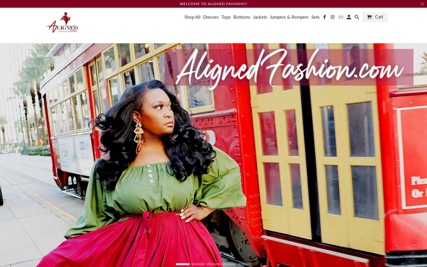 alignedfashion.com homepage screenshot