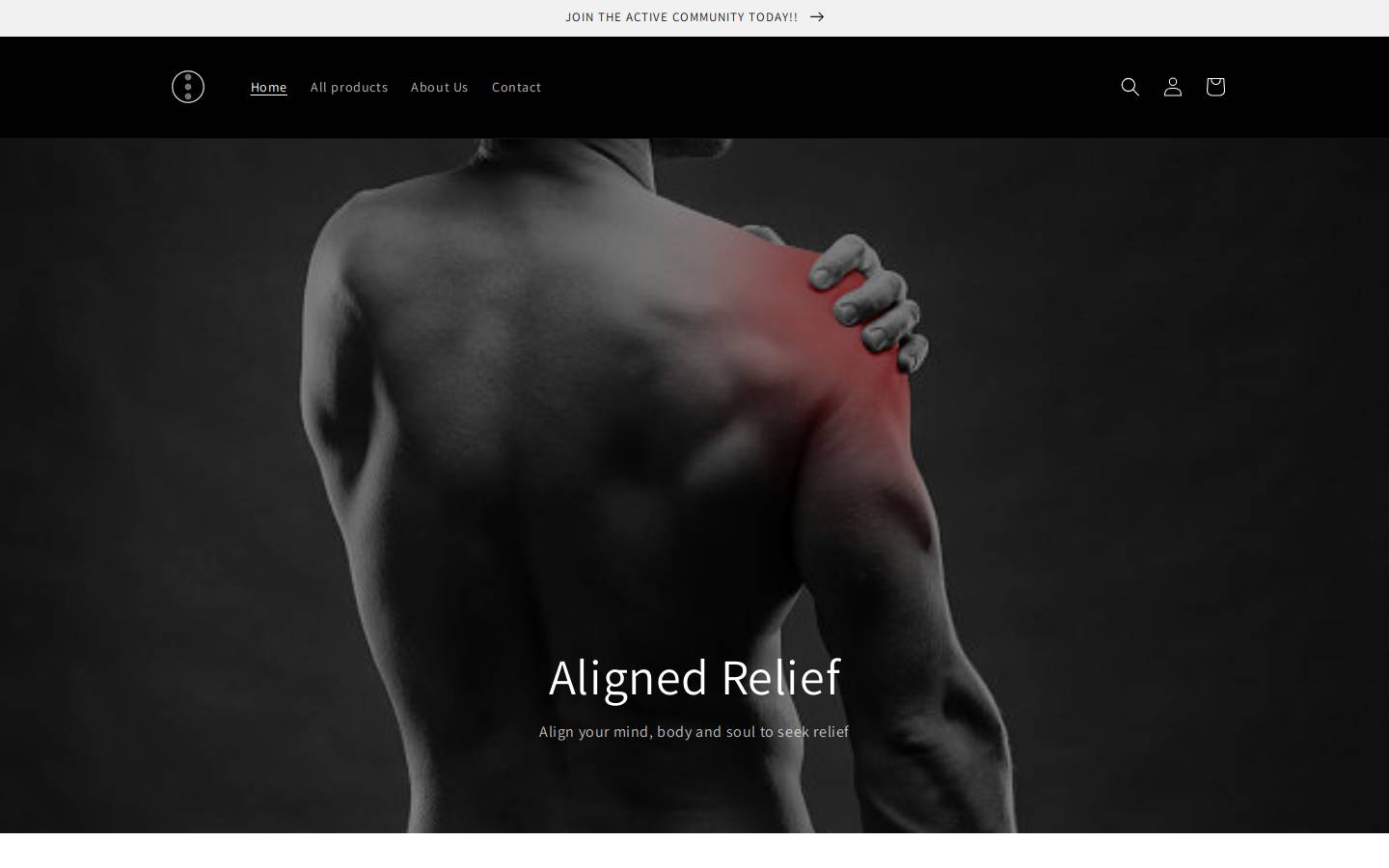 alignedrelief.com homepage screenshot