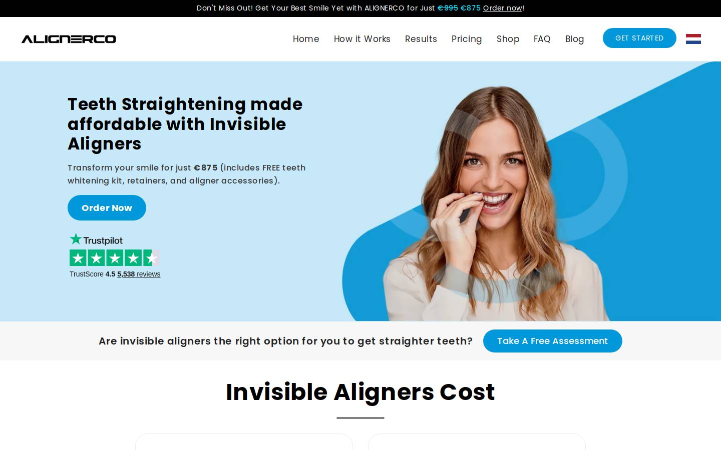 ALIGNERCO homepage screenshot