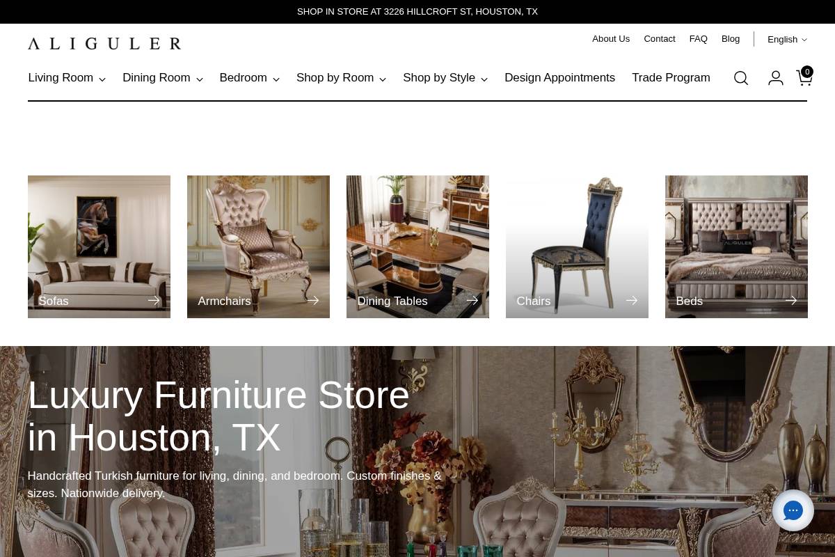 Ali Guler Furniture homepage screenshot