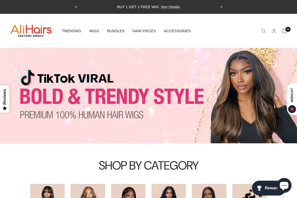 alihairs.com homepage screenshot