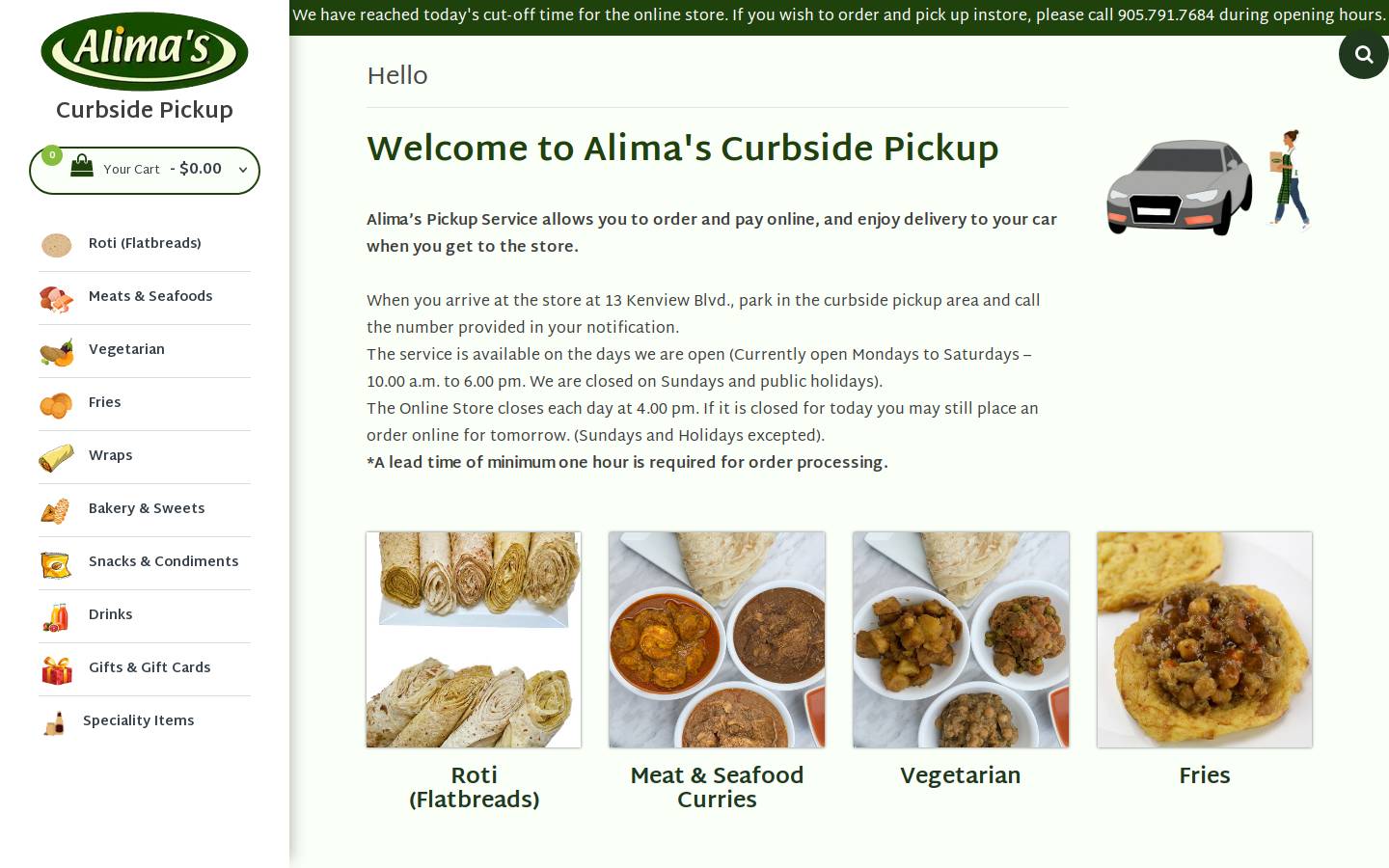 alimacurbside.com homepage screenshot