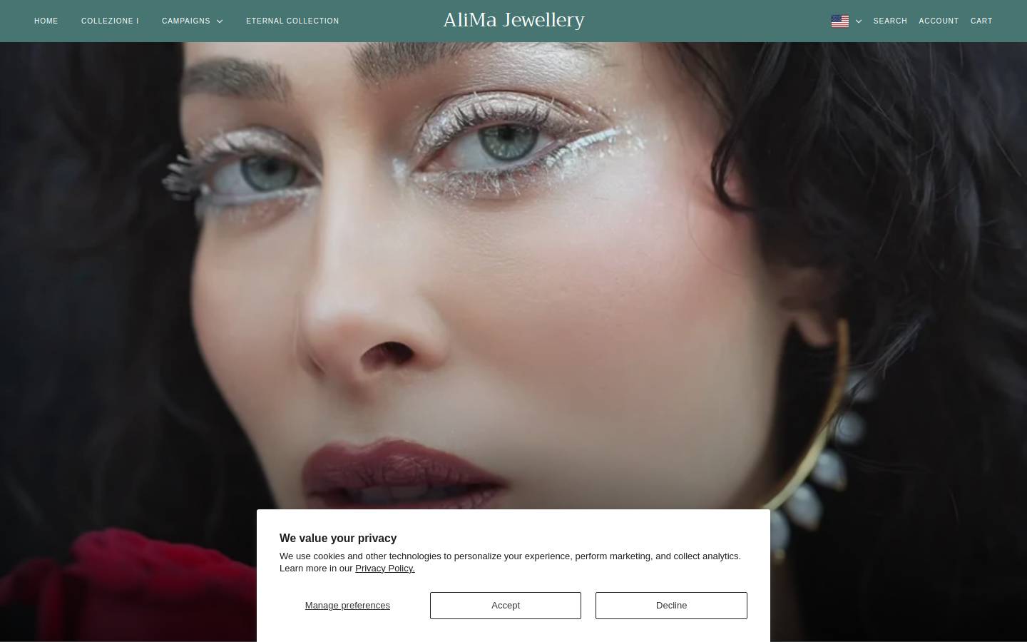 AliMa Jewellery homepage screenshot
