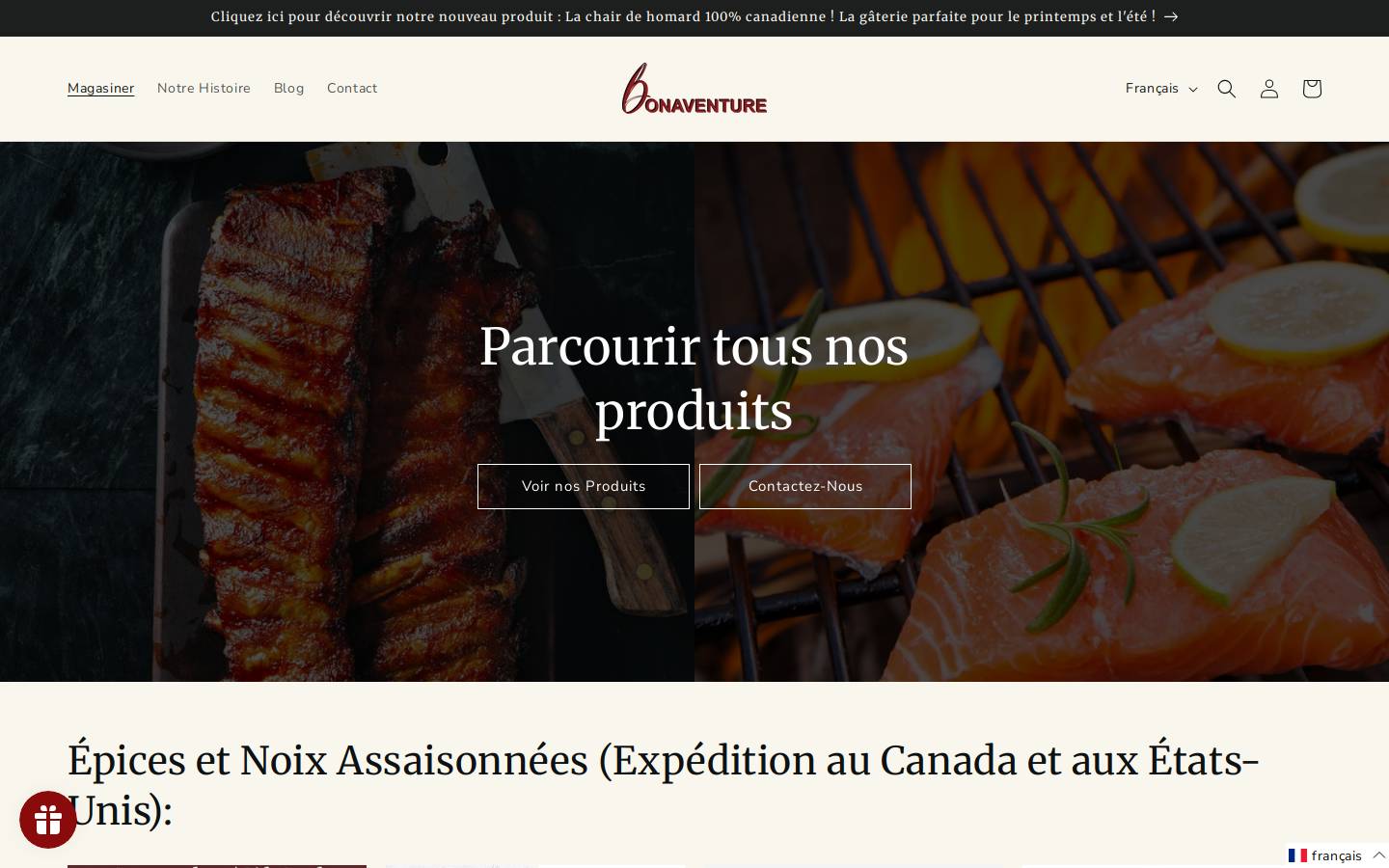 alimentsbonaventure.ca homepage screenshot