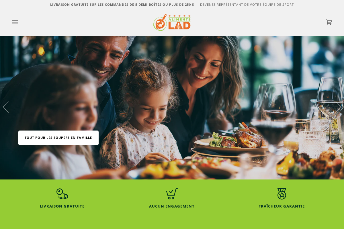 Aliments LAD homepage screenshot