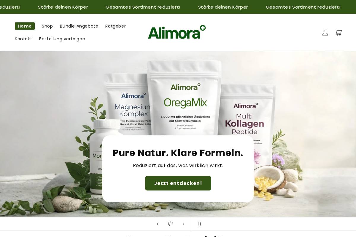 Alimora homepage screenshot