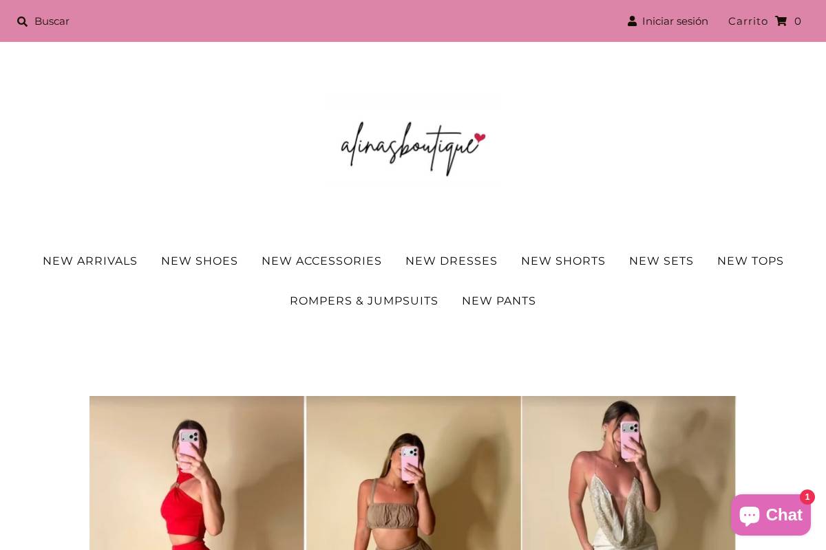 alinasboutique.com homepage screenshot