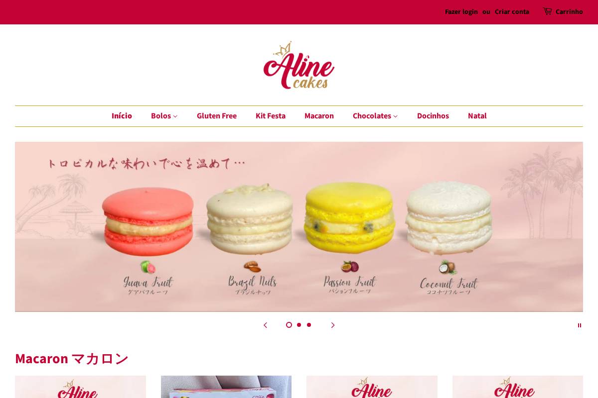 alinecakes.shop homepage screenshot