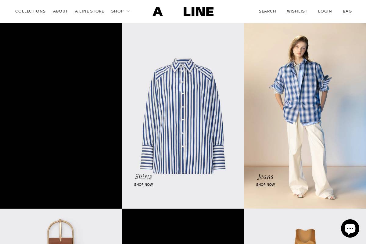 alineclothing.com homepage screenshot