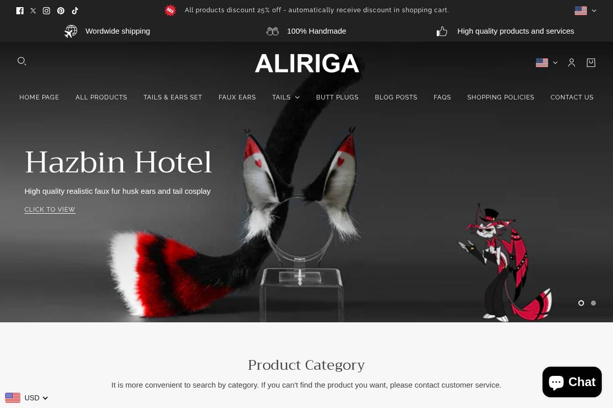 aliriga.com homepage screenshot