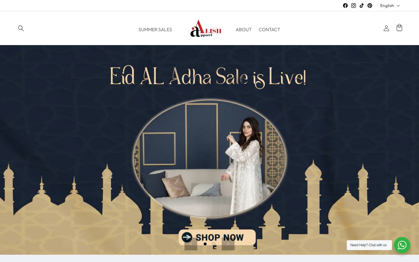 alishapparel.com homepage screenshot