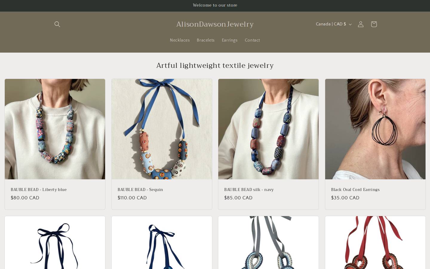 alisondawsonjewelry.com homepage screenshot