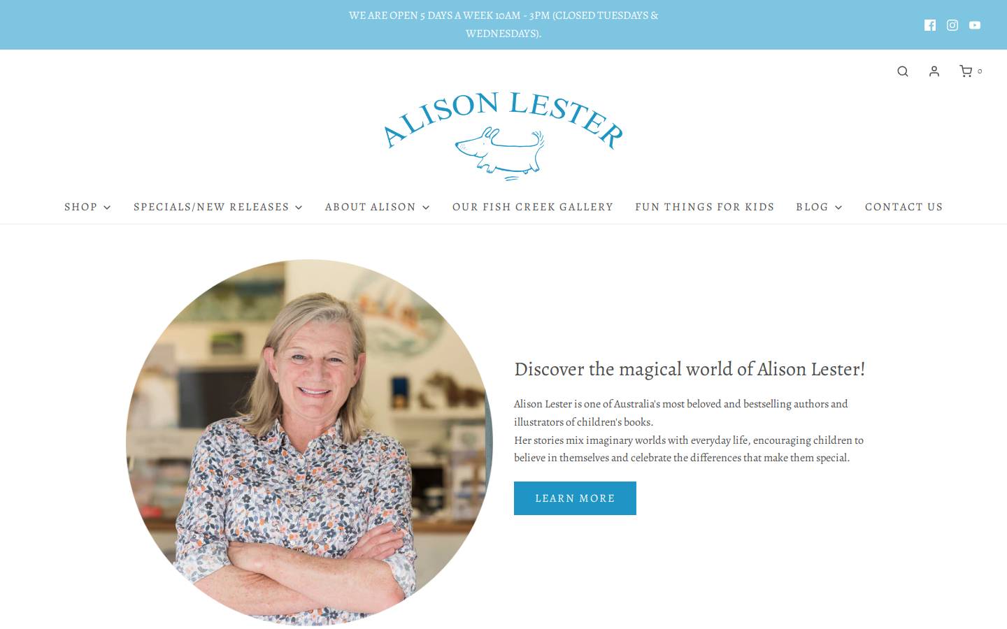 alisonlester.com homepage screenshot