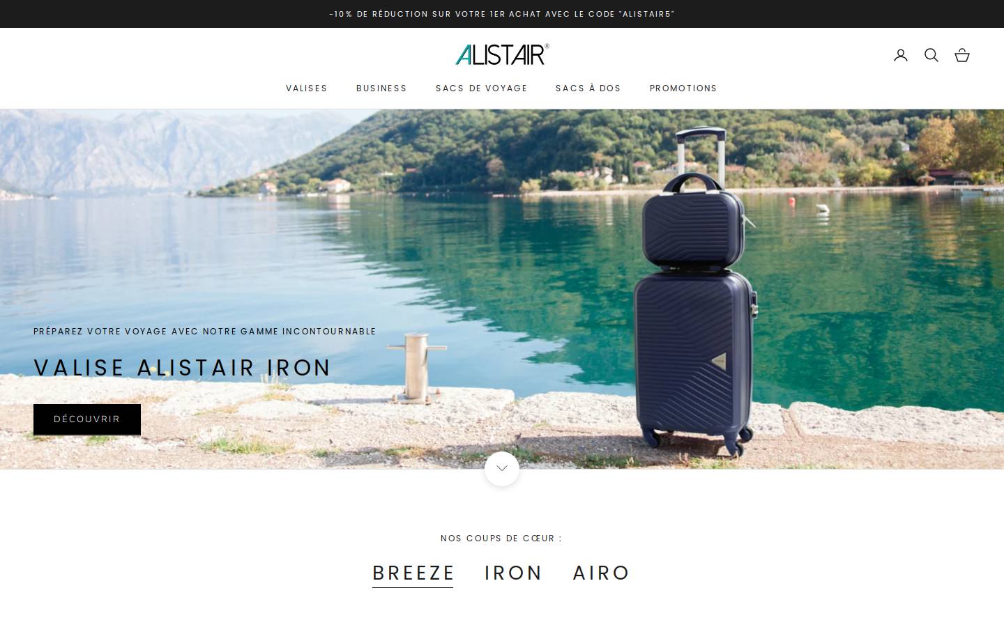 Alistair Eshop homepage screenshot